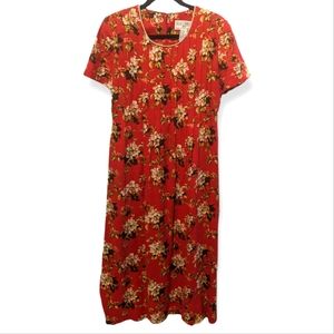 Vintage Jessica Howard Petite Floral Dress with Side Slits, Sz 8